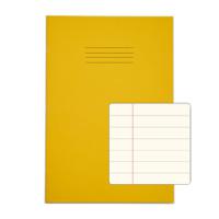 RHINO A4 Tinted Exercise Book 48 Pages / 24 Leaf Yellow with Cream Paper 12mm Lined with Margin