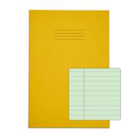 RHINO A4 Tinted Exercise Book 48 Pages / 24 Leaf Yellow with Green Paper 8mm Lined with Margin