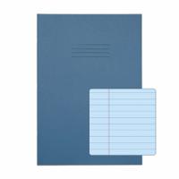 RHINO A4 Tinted Exercise Book 48 Pages / 24 Leaf Light Blue with Blue Paper 8mm Lined with Margin
