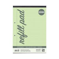 RHINO A4 Tinted Refill Pad 100 Pages / 50 Leaf Green Paper 8mm Lined with Margin