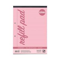 RHINO A4 Tinted Refill Pad 100 Pages / 50 Leaf Pink Paper 8mm Lined with Margin