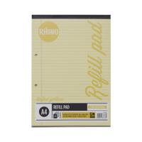 RHINO A4 Tinted Refill Pad 100 Pages / 50 Leaf Yellow Paper 8mm Lined with Margin