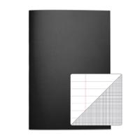 Rhino A4 Science Book 64 Page Ruled 8mm With Margin And 10mm Graph Ruling On Reverse Black (Pack 6)  - TBSC1BU-0