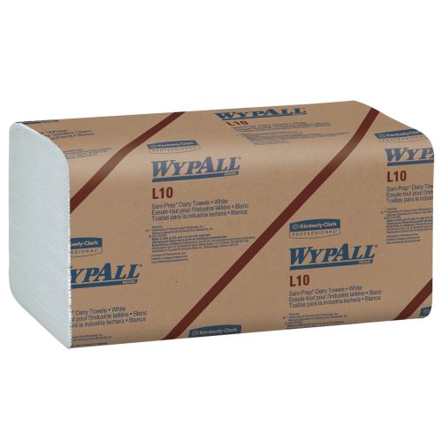 Wypall L10 Disposable Towels (01770), Dairy Towels, 1-PLY, Banded, White, 12 Packs/Case, 200 Wipes/Pack, 2,400 Sheets/Case 