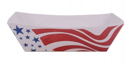 BX0536 #300 Paperboard USA Flag Food Tray, 3 lb Capacity, Flag Print (Case of 500)
