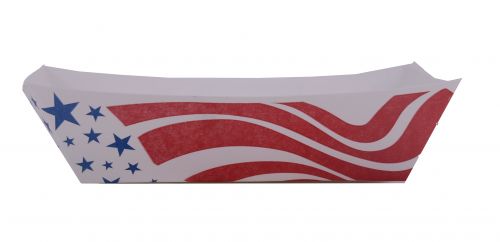 BX0537 #500 Paperboard USA Flag Food Tray, 5-lb Capacity (Case of 500)