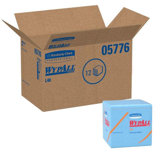 WypAll L40 Disposable Cleaning&Drying Towels (05776), Limited Use Towels, Blue, 12 Packs per Case, 56 Sheets per Pack, 672 Sheets Total