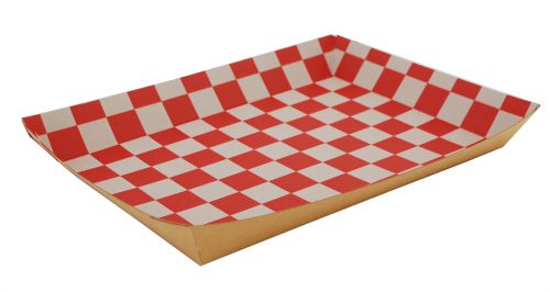 BX0590 Kraft Paperboard Red Checkerboard Interior Nested Lunch Tray, 10-1/2" Length x 7-1/2" Width x 1-1/2" Height (Case of 250)