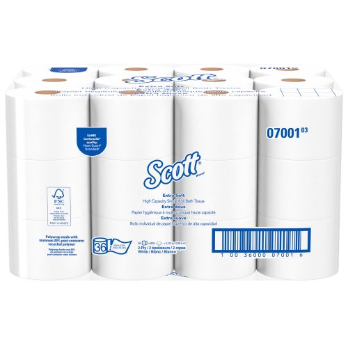 Scott Essential Coreless Toilet Paper (07001), Standard Rolls, 36 Rolls/Case, 800 Sheets/Roll, 28,800 Sheets/Case