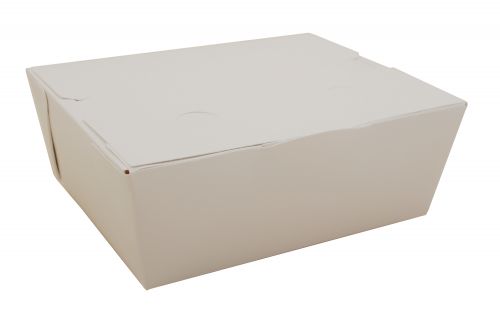 BX0748 #8 ChampPak Classic Take-Out Container, White Paperboard with Poly Coated Inside, 6" L x 4-3/4" W x 2-1/2" H (Case of 300)