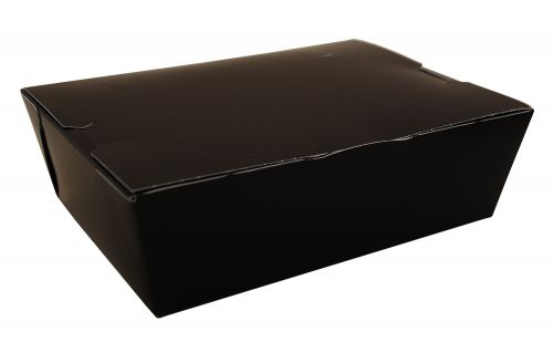 BX0753 #3 ChampPak Classic Take-Out Container, Black Paperboard with Poly Coated Inside, 7-3/4" L x 5-1/2" W x 2-1/2" H (Case of 200)