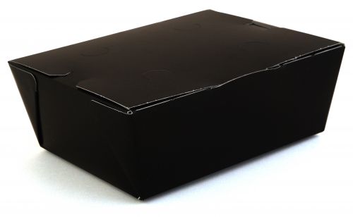 BX0758 #8 ChampPak Classic Take-Out Container, Black Paperboard with Poly Coated Inside, 6" L x 4-3/4" W x 2-1/2" H (Case of 300)