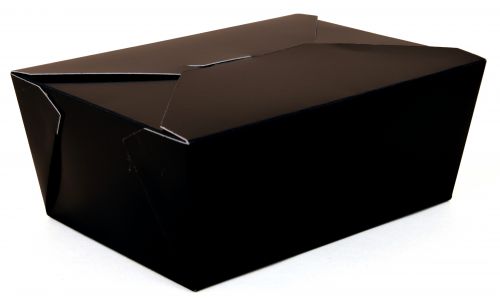 BX0784 #4 ChampPak Retro Take-Out Container, Black Paperboard with Poly Coated Inside, 7-3/4" L x 5-1/2" W x 3-1/2" H (Pack of 160)