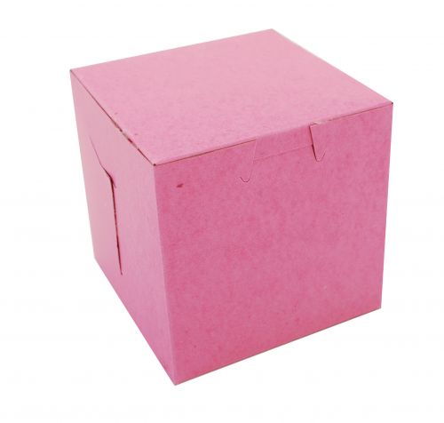 BX0807 Pink Paperboard Non-Window Lock-Corner Bakery Box, 4" Length x 4" Width x 4" Height (Case of 200)
