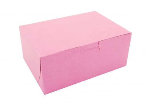 BX0813 Pink Paperboard Non-Window Lock-Corner Bakery Box, 7" Length x 5" Width x 3" Height (Case of 250)