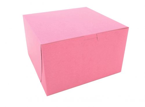 BX0845 Pink Paperboard Non-Window Lock-Corner Bakery Box, 8" Length x 8" Width x 5" Height (Case of 100)