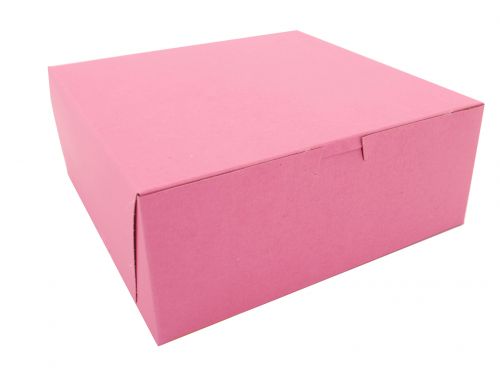 BX0873 Pink Paperboard Non-Window Lock-Corner Bakery Box, 10" Length x 10" Width x 4" Height (Case of 100)