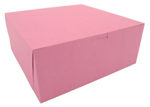 BX0887 Paperboard Non-Window Lock-Corner Bakery Box 12" Length x 12" Width x 5" Height, Pink (Case of 100)