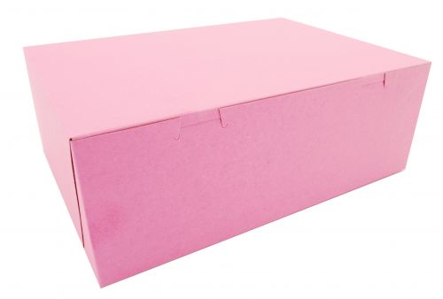 BX0892 Pink Paperboard Non-Window Lock-Corner Bakery Box, 14" Length x 10" Width x 5" Height (Case of 100)