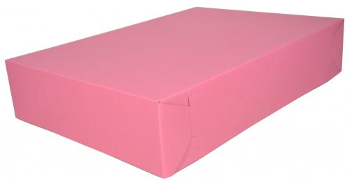 BX0894 Pink Paperboard Non-Window Lock-Corner Bakery Tray, 19-1/2 Length x 14 Width x 4 Height (Case of 100 Pieces)