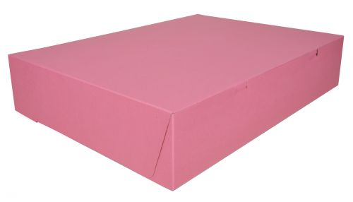 BX0897 Pink Paperboard Non-Window Lock-Corner Bakery Box, 20" Length x 14-1/2" Width x 4" Height (Case of 50)