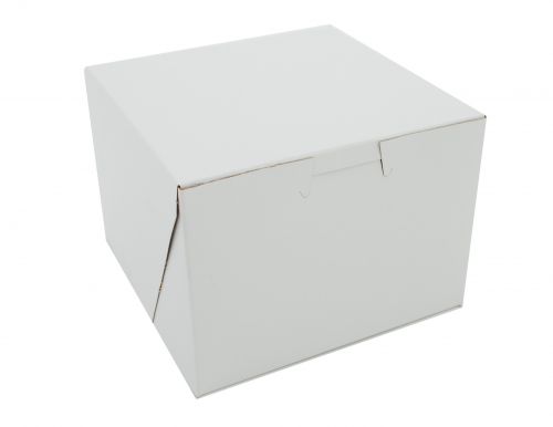 BX0902 Premium Clay Coated Kraft Paperboard White Non-Window Lock Corner Bakery Box, 5-1/2" Length x 5-1/2" Width x 4" Height (Case of 250)