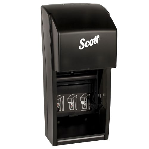 Scott Essential Double Roll Toilet Paper Dispenser (09021), Cored or Coreless Standard Roll Compatible, Smoke (Black)