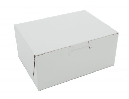 BX0902 Premium Clay Coated Kraft Paperboard White Non-Window Lock Corner Bakery Box, 6" Length x 4-1/2" Width x 2-3/4" Height (Case of 250)
