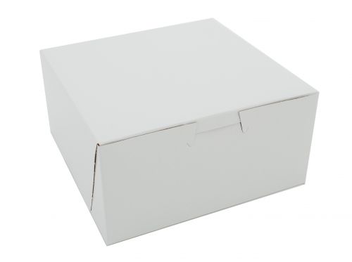 BX0903 Premium Clay Coated Kraft Paperboard White Non-Window Lock Corner Bakery Box, 6" Length x 6" Width x 3" Height (Case of 250)