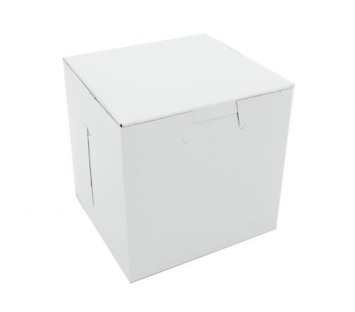 BX0908 Premium Clay Coated Kraft Paperboard White Non-Window Lock Corner Bakery Box, 4-1/2" Length x 4-1/2" Width x 4-1/2" Height (Case of 200)