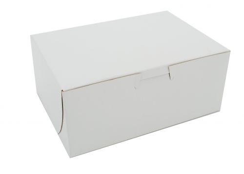 BX0913 Premium Clay Coated Kraft Paperboard White Non-Window Lock Corner Bakery Box, 7" Length x 5" Width x 3" Height (Case of 250)