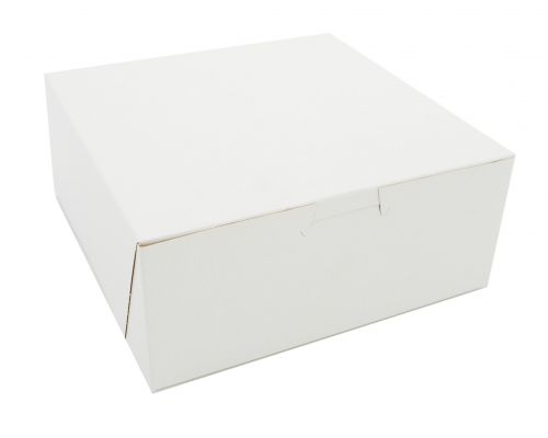 BX0917 Premium Clay Coated Kraft Paperboard White Non-Window Lock Corner Bakery Box, 7" Length x 7" Width x 3" Height (Case of 250)