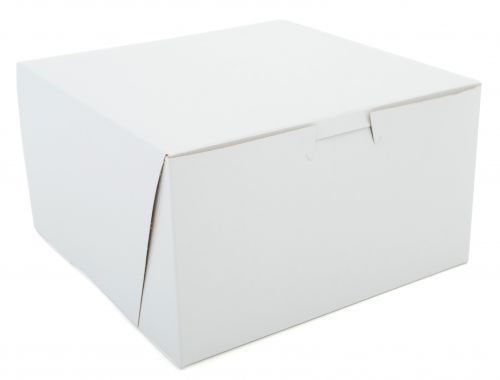 BX0921 Premium Clay-Coated Kraft Paperboard White Non-Window Lock Corner Bakery Box, 7" Length x 7" Width x 4" Height (Case of 250)