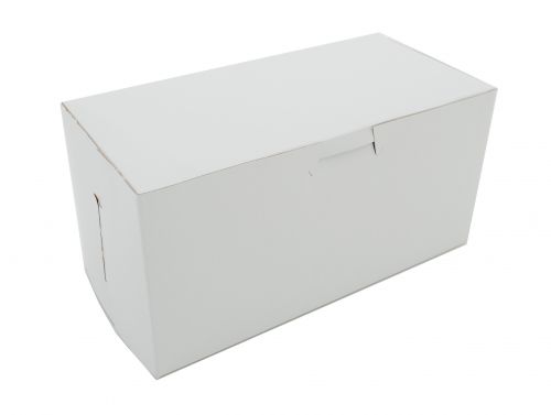 BX0924 Premium Clay Coated Kraft Paperboard White Non-Window Lock Corner Bakery Box, 8" Length x 4" Width x 4" Height (Case of 250)