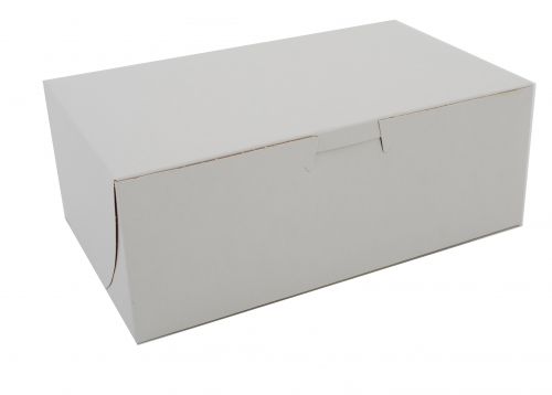 BX0925 Premium Clay Coated Kraft Paperboard White Non-Window Lock Corner Bakery Box, 8" Length x 5" Width x 3" Height (Case of 250)