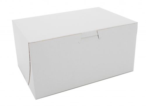 BX0929 Premium Clay Coated Kraft Paperboard White Non-Window Lock Corner Bakery Box, 8" Length x 5-1/2" Width x 4" Height (Case of 250)