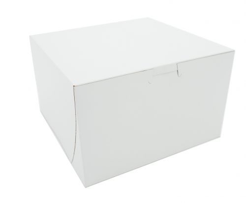 BX09455 Premium Clay Coated Kraft Paperboard White Non-Window Lock Corner Bakery Box, 8" Length x 8" Width x 5" Height (Case of 100)
