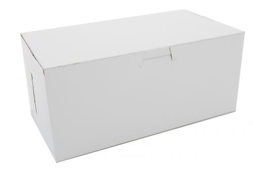 BX0949 Premium Clay Coated Kraft Paperboard White Non-Window Lock Corner Bakery Box, 9" Length x 5" Width x 4" Height (Case of 250)
