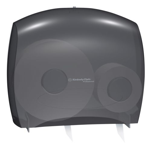 Kimberly Clark Professional JRT Jr. Escort Jumbo Roll. Commercial Toilet Paper Dispenser (09507), with Stub Roll, 16" x 13.88" x 5.75", Smoke/Black