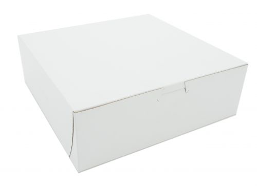 BX0957 Premium Clay Coated Kraft Paperboard White Non-Window Lock Corner Bakery Box, 9" Length x 9" Width x 3" Height (Case of 250)