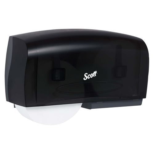 Scott Essential Coreless JRT Twin Toilet Paper Dispenser (09608), High Capacity, Durable, 20" x 6" x 11", Smoke (Black)