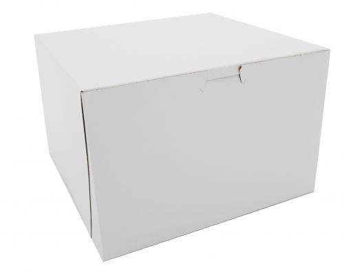 BX0966 Premium Clay Coated Kraft Paperboard White Non-Window Lock Corner Bakery Box, 9" Length x 9" Width x 6" Height (Case of 100)