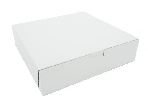 BX0969 Premium Clay Coated Kraft Paperboard White Non-Window Lock Corner Bakery Box, 10" Length x 10" Width x 2-1/2" Height (Case of 250)