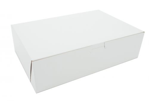 BX0981 Premium Clay Coated Kraft Paperboard White Non-Window Lock Corner Bakery Box, 11" Length x 7-1/4" Width x 3" Height (Case of 250)