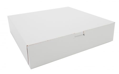 BX0984 Premium Clay Coated Kraft Paperboard White Non-Window Lock Corner Bakery Box, 12" Length x 12" Width x 2-3/4" Height (Case of 100)