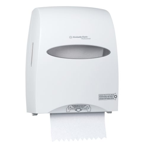 Sanitouch Hard Roll Paper Towel Dispenser (09991), Hands-Free Pull Dispensing, White