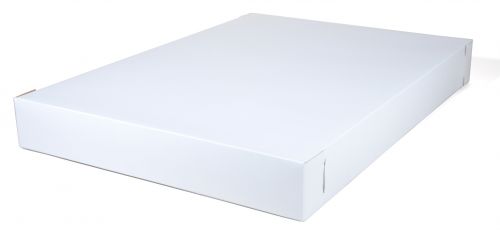 Premium Clay Coated Kraft Paperboard White Non-Window Sheet Cake Box Top Only, 26-1/2" Length x 18-5/8" Width x 3" Height (Case of 50 pieces)