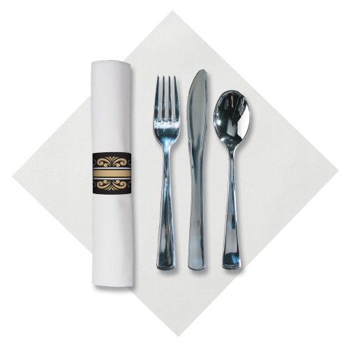 White Napkin And Metallic Cutlery