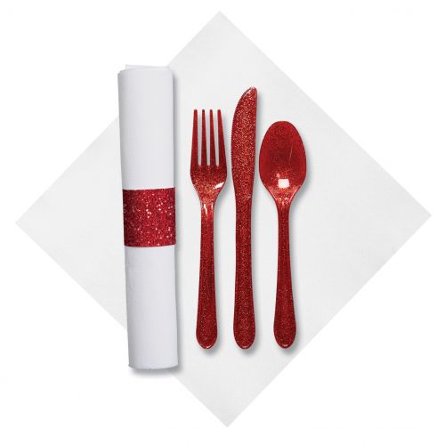 White Napkin And Red Cutlery