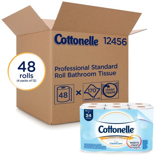 Cottonelle Professional Ultrasoft Bulk Toilet Paper for Business (12456), Standard Toilet Paper Rolls, 48 Rolls/Case for Business (4 Packs of 12)